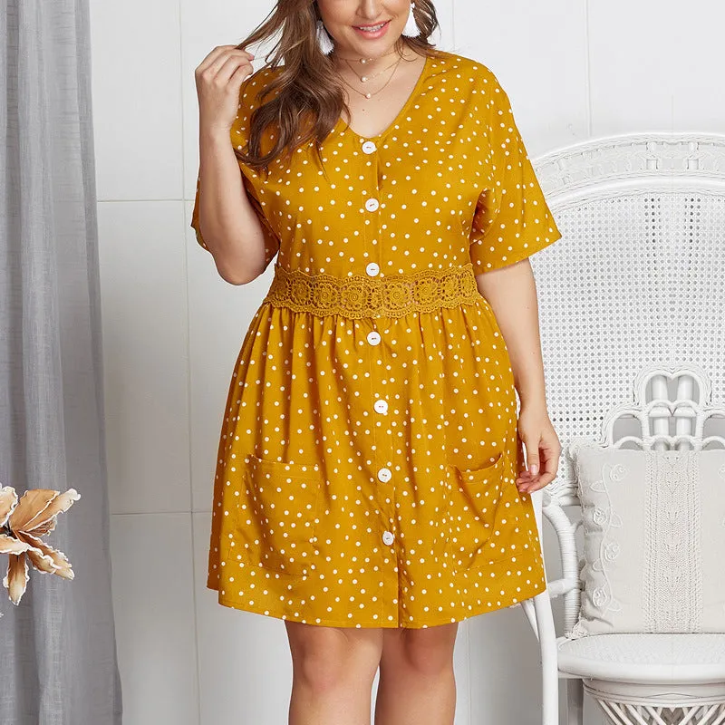 Plus Size Wave Point Temperament Lady Dress