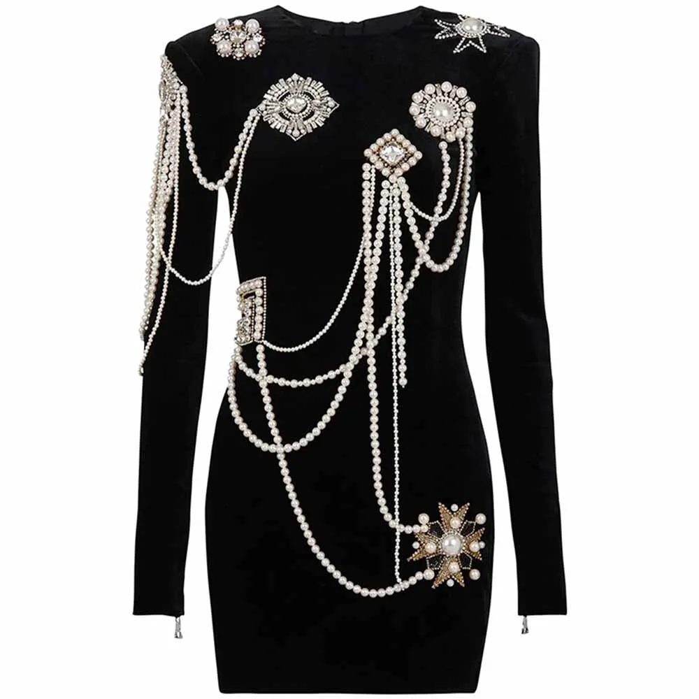 Women's Black Studded Mini Dress